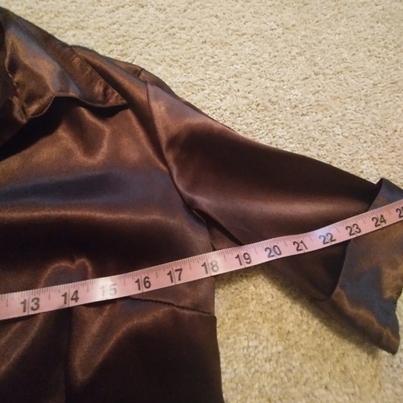 Cato Glossy Brown Satin Shirt - Picture 8 of 9